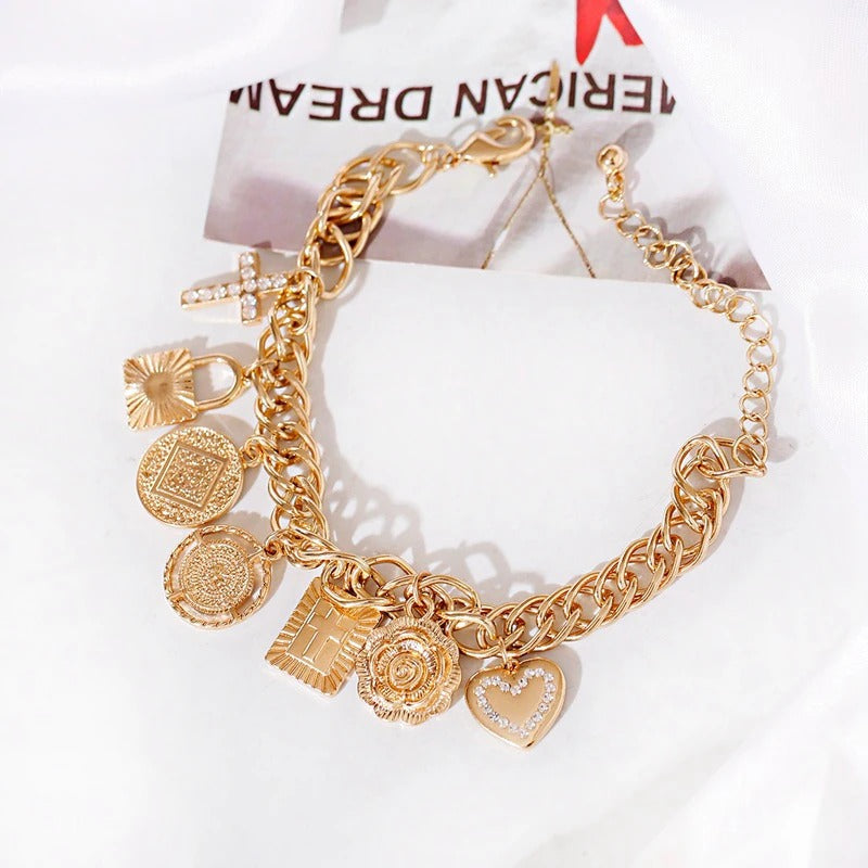 Extravagante Multi-Charms Kreuz Mode Ketten Armbänder