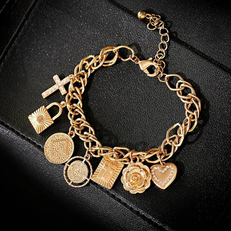 Extravagante Multi-Charms Kreuz Mode Ketten Armbänder