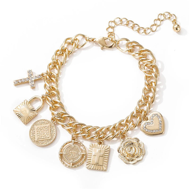 Extravagante Multi-Charms Kreuz Mode Ketten Armbänder