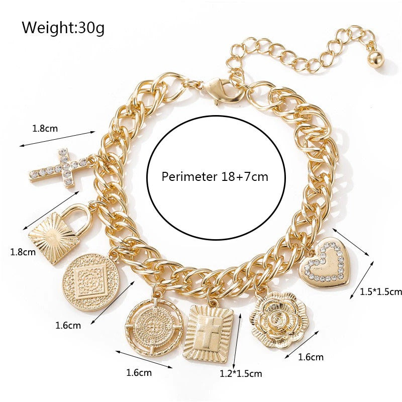 Extravagante Multi-Charms Kreuz Mode Ketten Armbänder