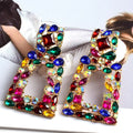 Extravagante und farbenfrohe geometrische Strass-Statement-Ohrringe