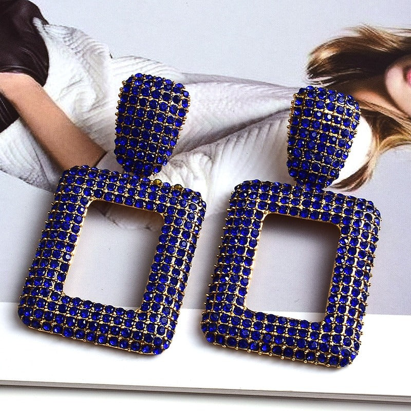 Extravagante und farbenfrohe geometrische Strass-Statement-Ohrringe