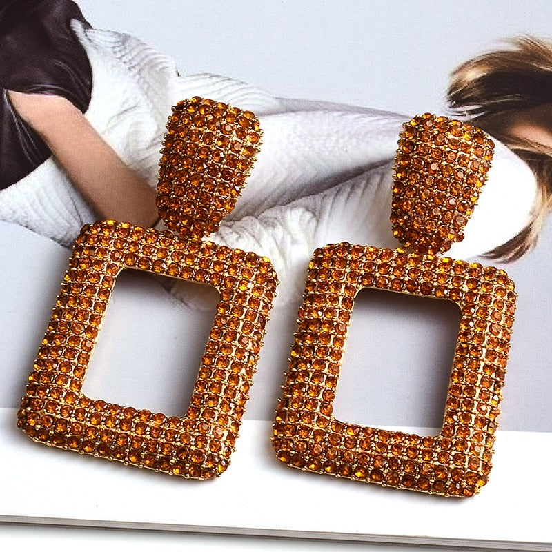 Extravagante und farbenfrohe geometrische Strass-Statement-Ohrringe