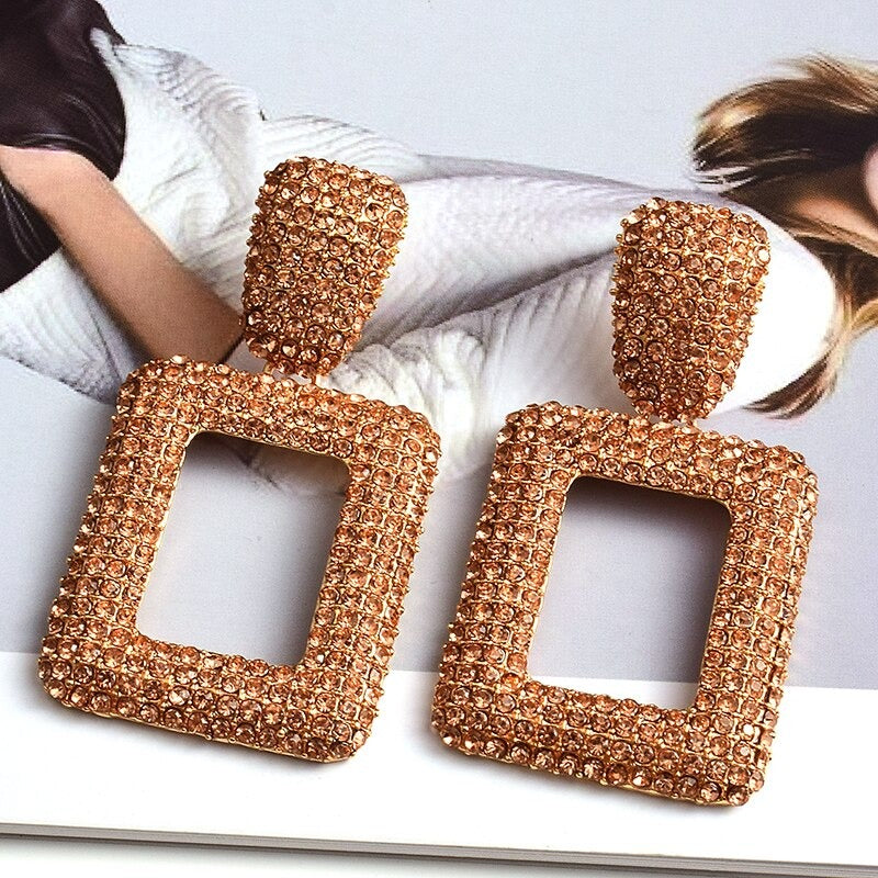 Extravagante und farbenfrohe geometrische Strass-Statement-Ohrringe