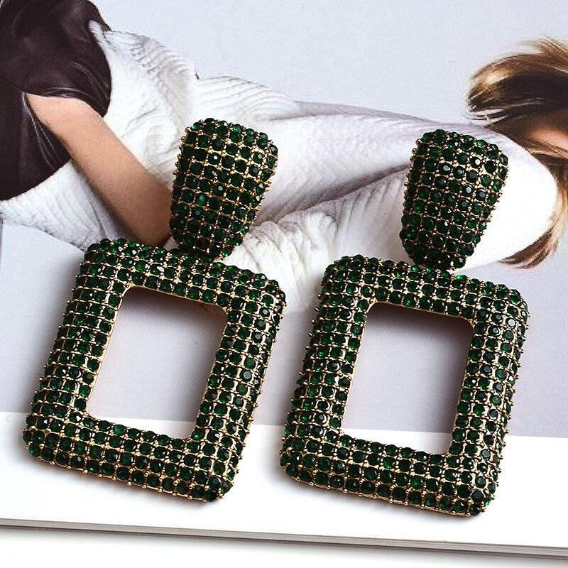 Extravagante und farbenfrohe geometrische Strass-Statement-Ohrringe