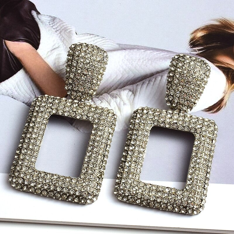 Extravagante und farbenfrohe geometrische Strass-Statement-Ohrringe