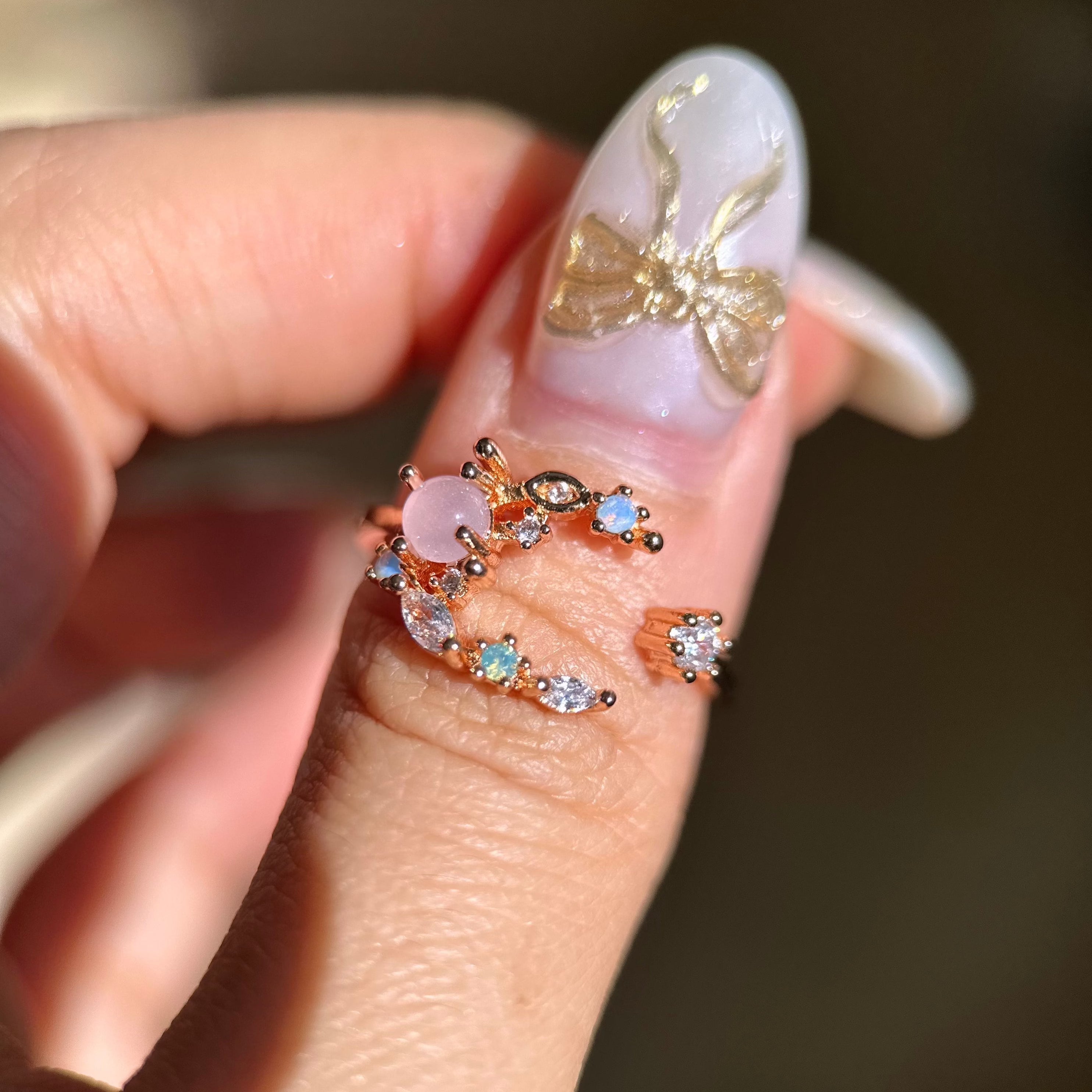 Floraler Mondring (Rot/Pink)