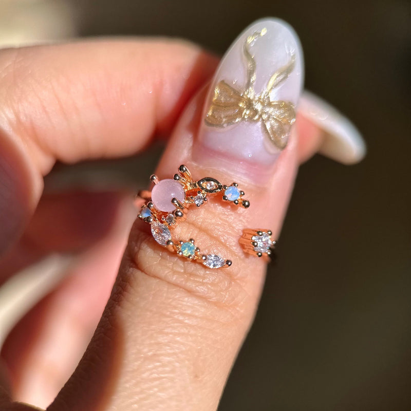 Floraler Mondring (Rot/Pink)