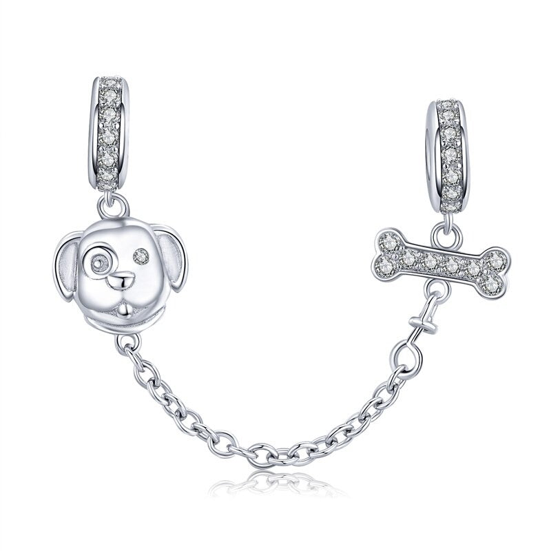 Fabelhafte mit Zirkonia verzierte Hunde-Charm-Anhänger aus Sterlingsilber