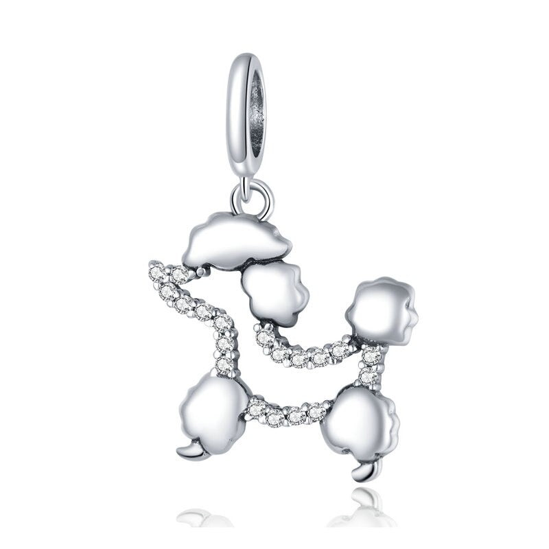 Fabelhafte mit Zirkonia verzierte Hunde-Charm-Anhänger aus Sterlingsilber