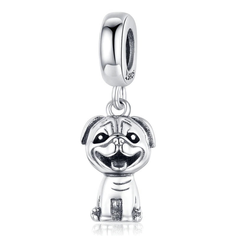 Fabelhafte mit Zirkonia verzierte Hunde-Charm-Anhänger aus Sterlingsilber