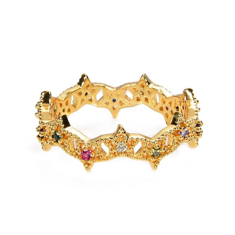 Ausgefallener bunter, funkelnder Strassstein verzierter Ring