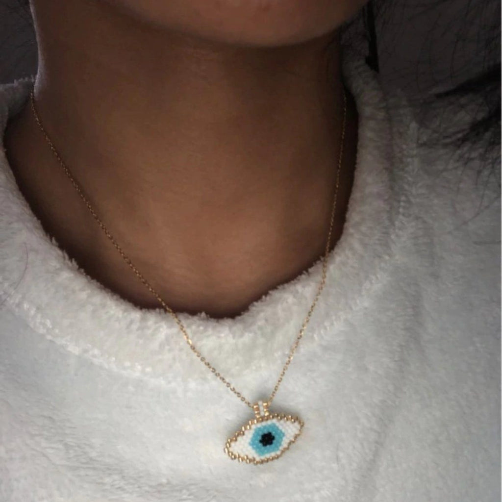 Ausgefallene schillernde blaue Augen Halskette