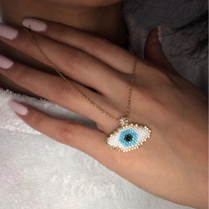 Ausgefallene schillernde blaue Augen Halskette