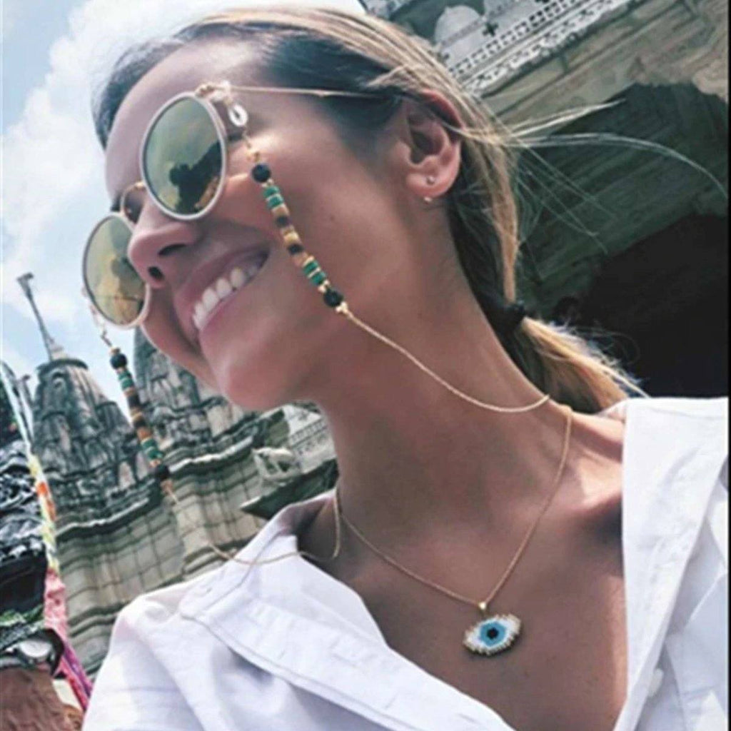 Ausgefallene schillernde blaue Augen Halskette