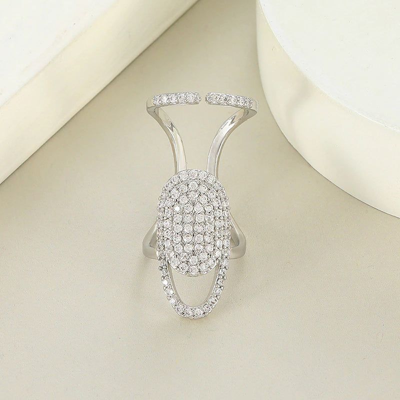 Ausgefallene, mit Zirkonia eingelegte, verstellbare Fingernagel-Schmuckringe