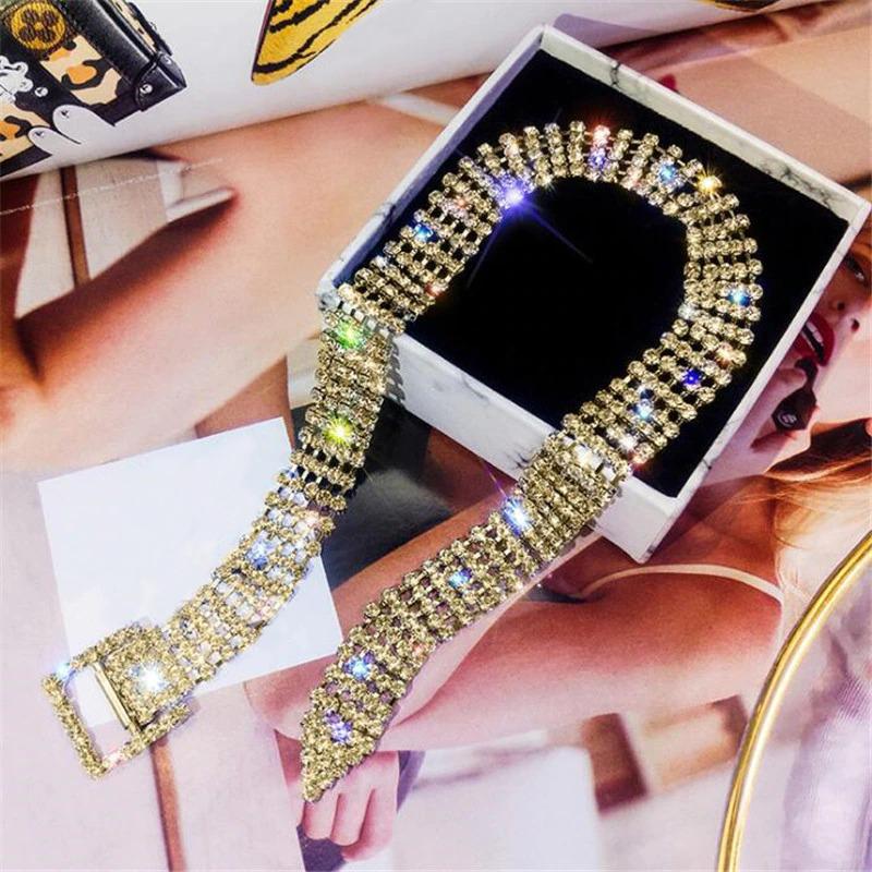 Mode Gürtel voller Strass Choker Halskette