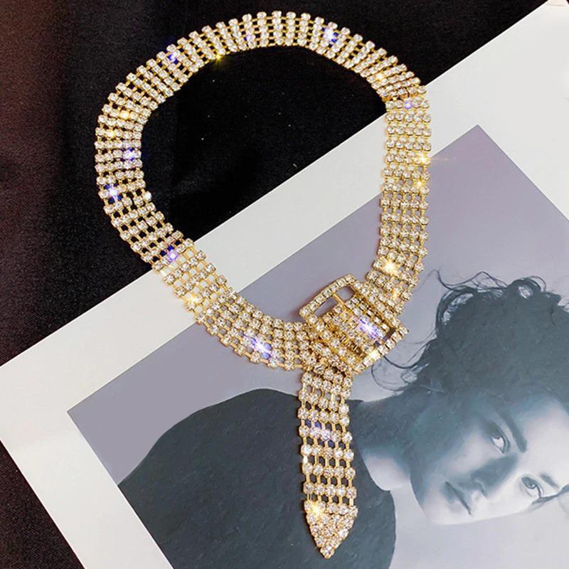 Mode Gürtel voller Strass Choker Halskette