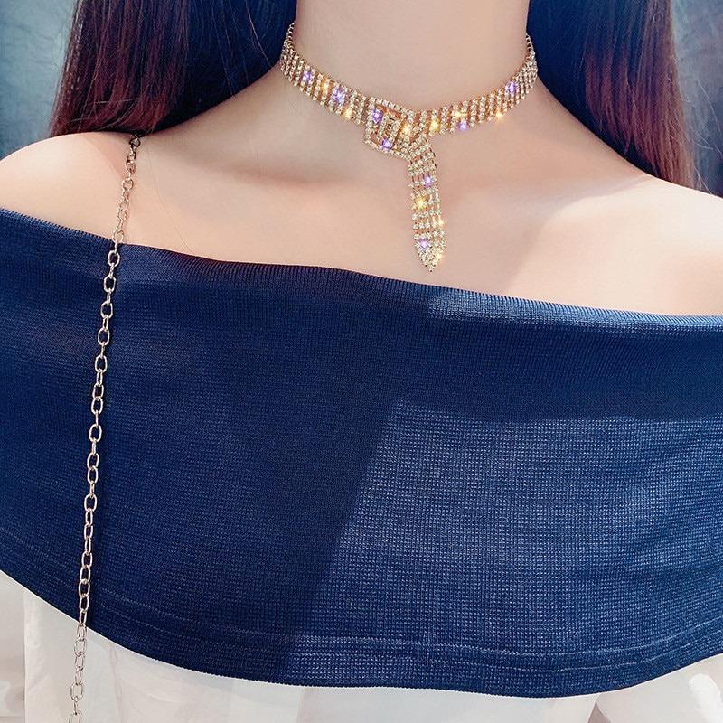 Mode Gürtel voller Strass Choker Halskette