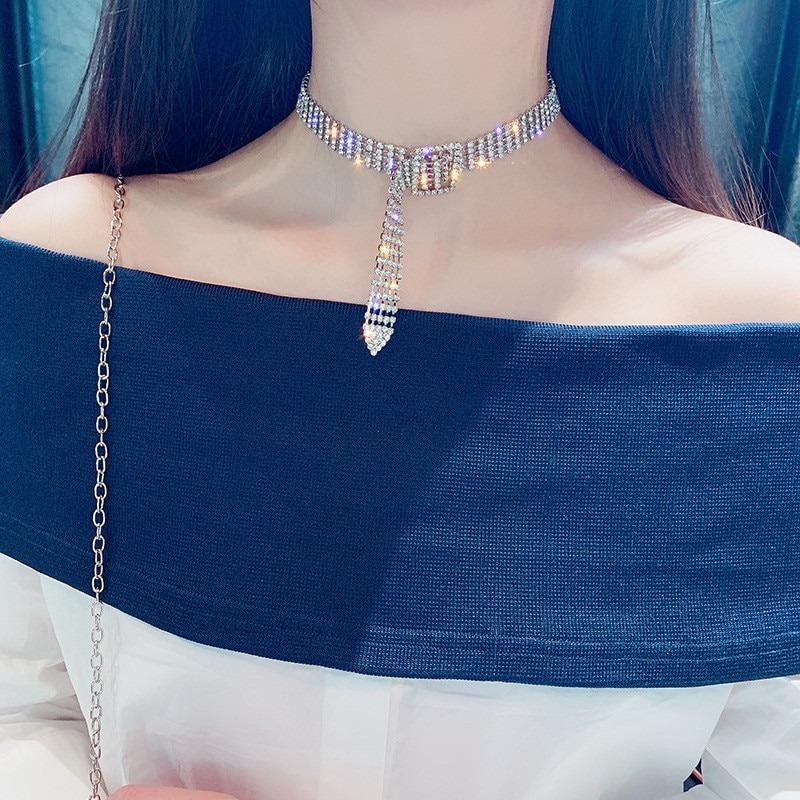 Mode Gürtel voller Strass Choker Halskette