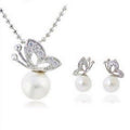 Modisches Schmuckset mit Schmetterlingsperlen-Ohrringen und Halskette