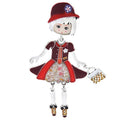 Fashionista Mädchen trägt Blumenhut Emaille Puppe Broschen