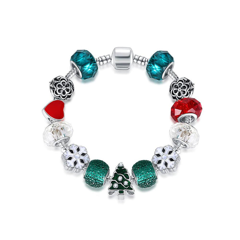 Festliches Perlen-Charm-Armband mit Weihnachtsmotiv