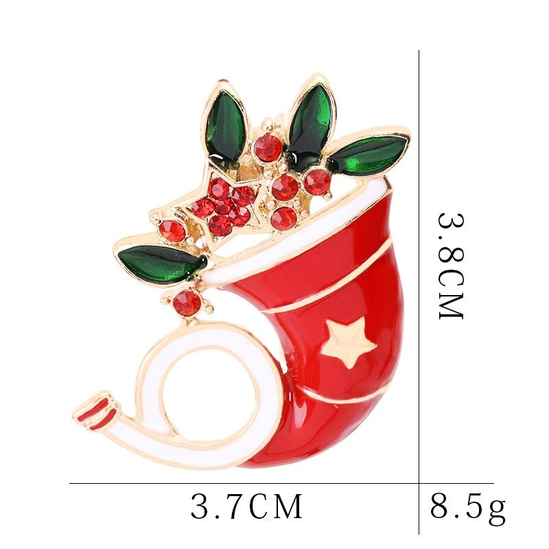 Festliche Broschennadeln mit Weihnachtsmotiven