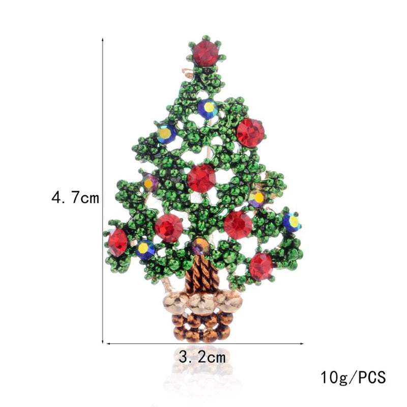 Festliche, mit Strasssteinen besetzte Weihnachtsbaum-Broschen