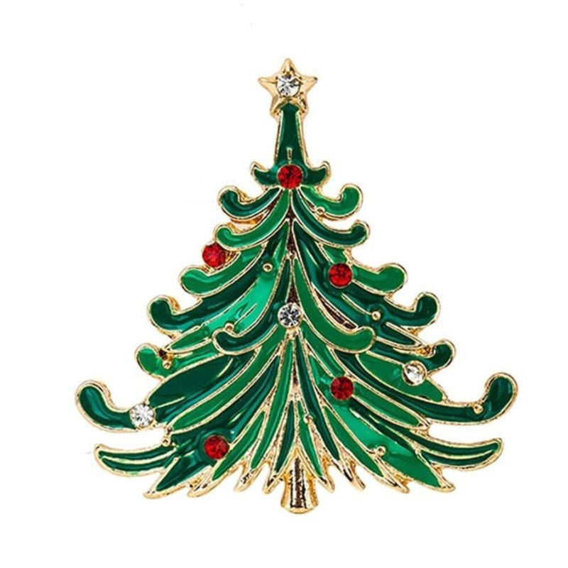 Festliche, mit Strasssteinen besetzte Weihnachtsbaum-Broschen