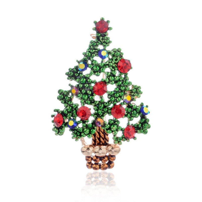 Festliche, mit Strasssteinen besetzte Weihnachtsbaum-Broschen