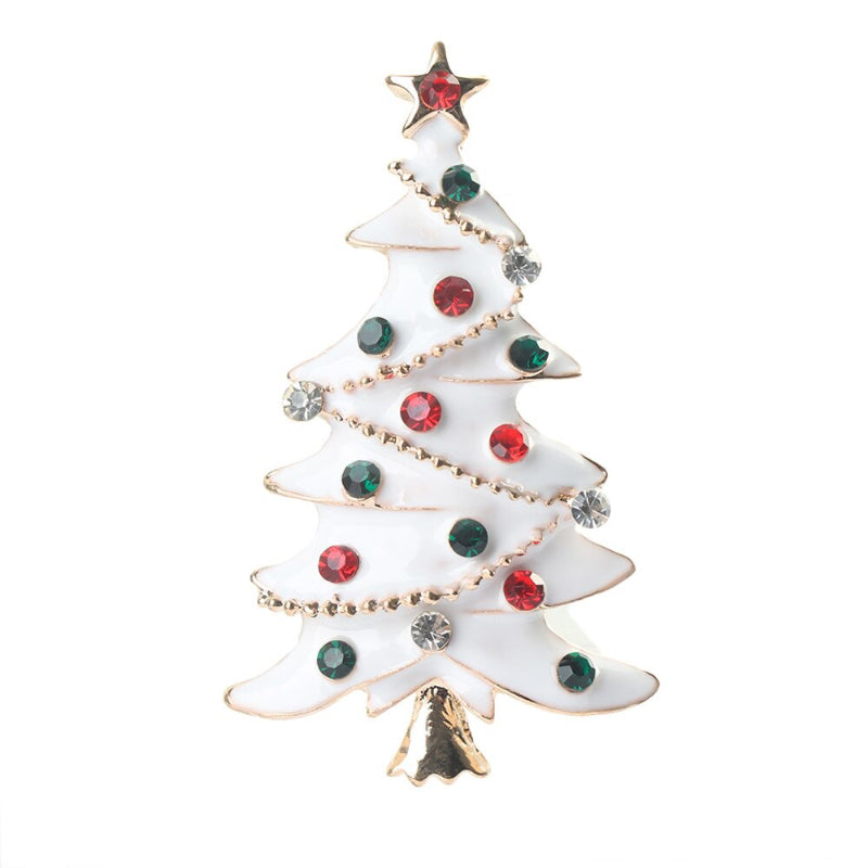 Festliche, mit Strasssteinen besetzte Weihnachtsbaum-Broschen
