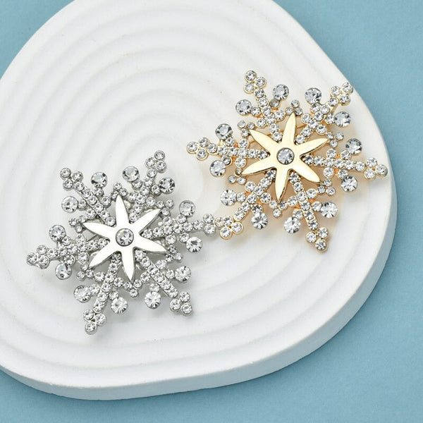 Festliche Strass Winter Schneeflocke Brosche Pins