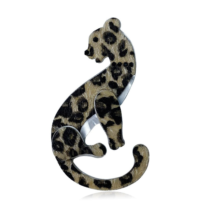 Fierce Fashion – Handgemachte Brosche mit Leopardenmuster aus Acryl