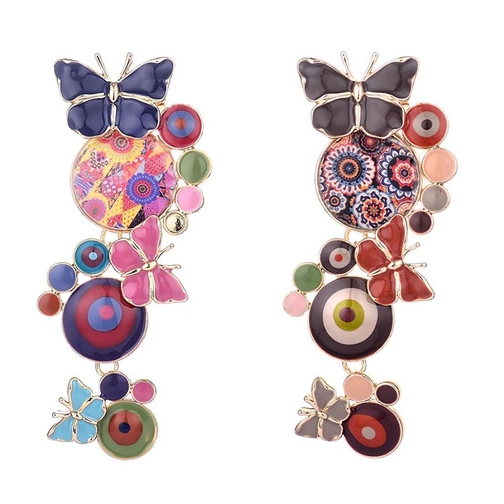 Auffälliger Schmetterling mit runden Emaille-Broschen