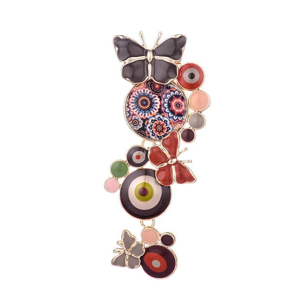 Auffälliger Schmetterling mit runden Emaille-Broschen