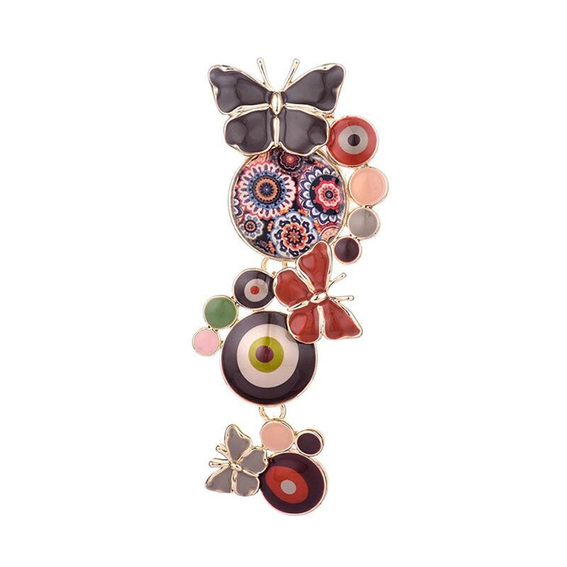 Auffälliger Schmetterling mit runden Emaille-Broschen