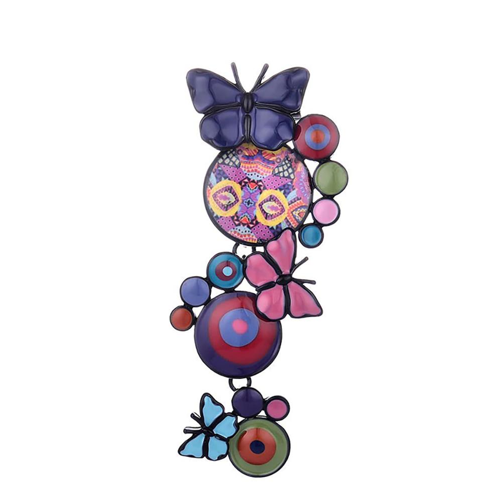 Auffälliger Schmetterling mit runden Emaille-Broschen