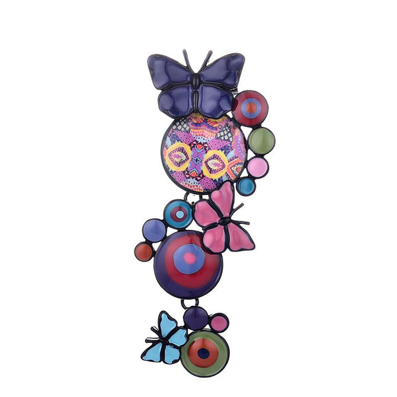 Auffälliger Schmetterling mit runden Emaille-Broschen