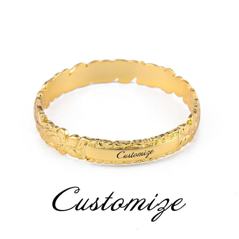 Armreife mit Blumenmuster und personalisiertem Namen