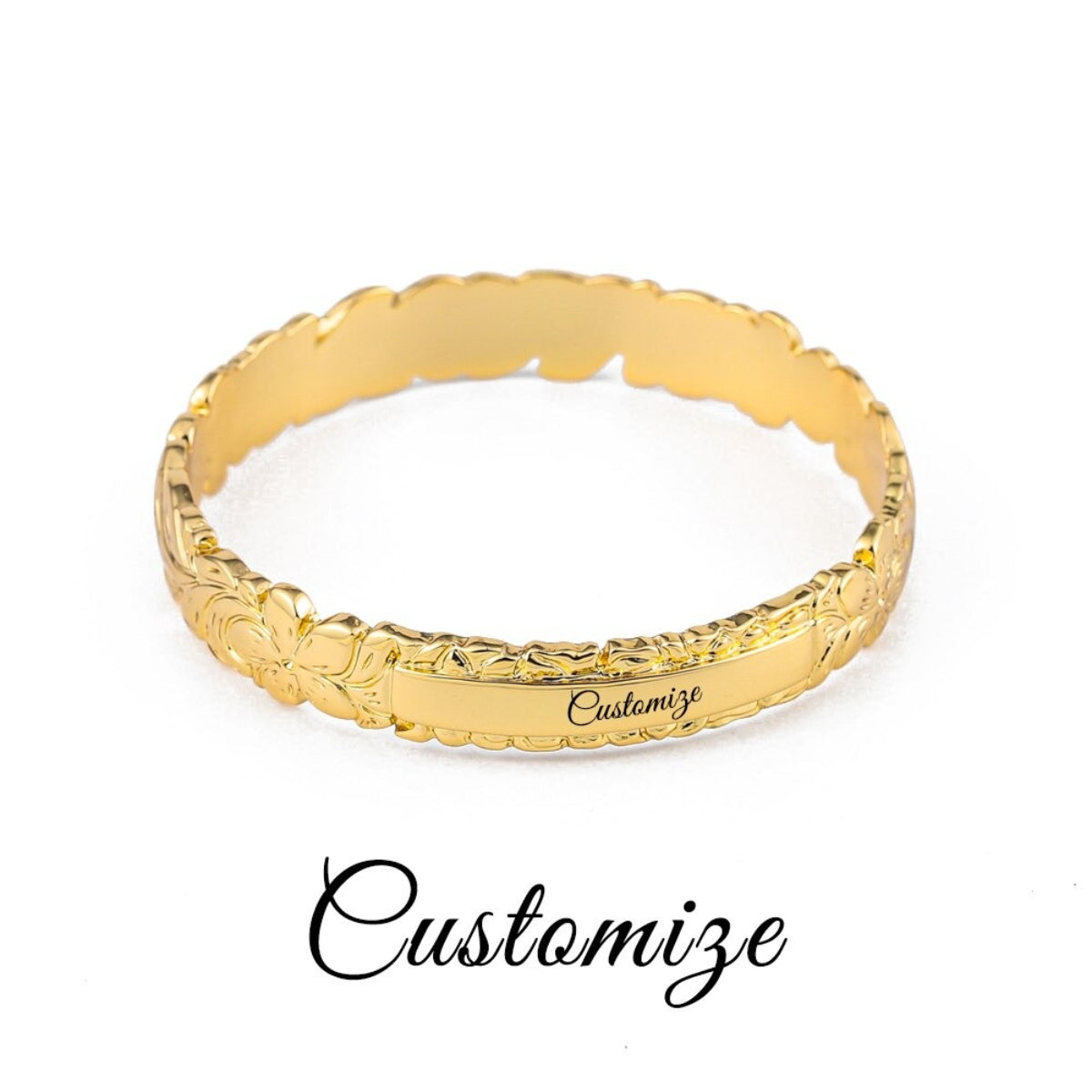 Armreife mit Blumenmuster und personalisiertem Namen