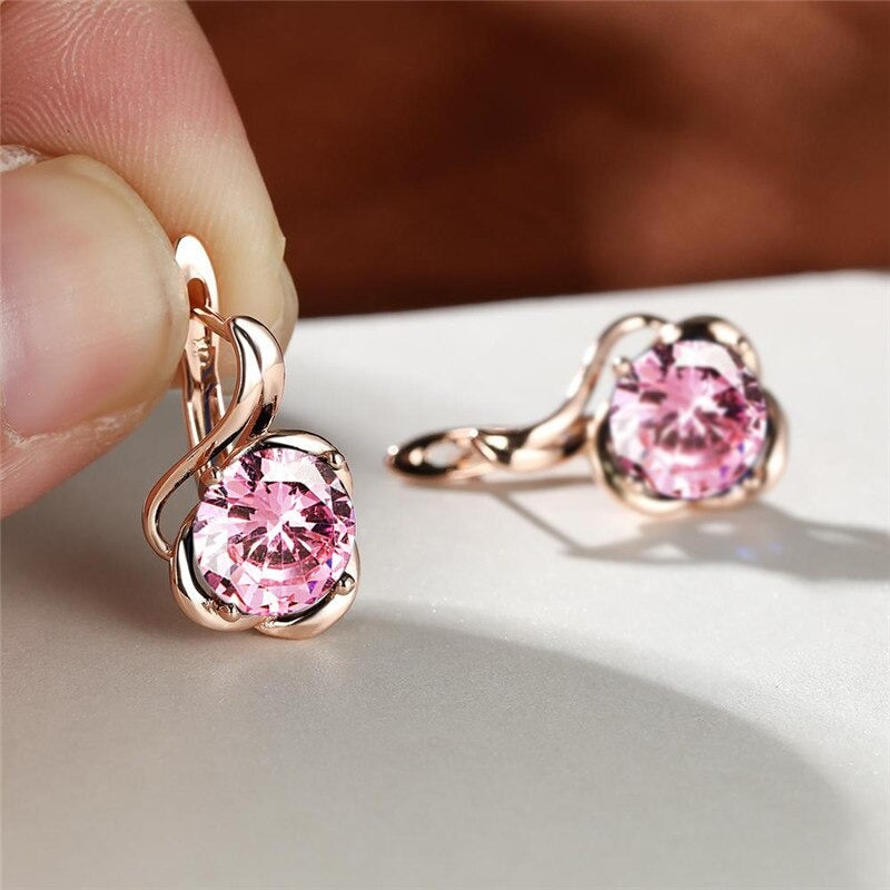 Blumen Stil Mehrfarbige Zirkon Modische Ohrstecker