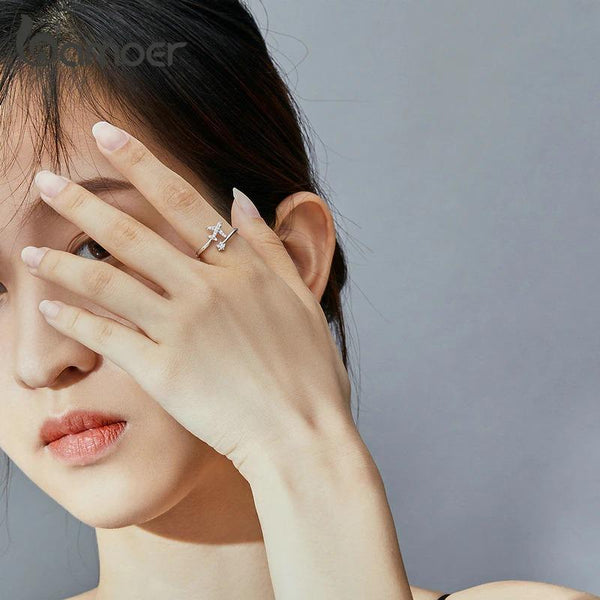 Verstellbare Zirkonringe mit fliegendem Flugzeug