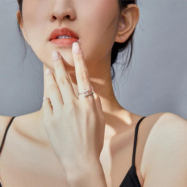 Verstellbare Zirkonringe mit fliegendem Flugzeug