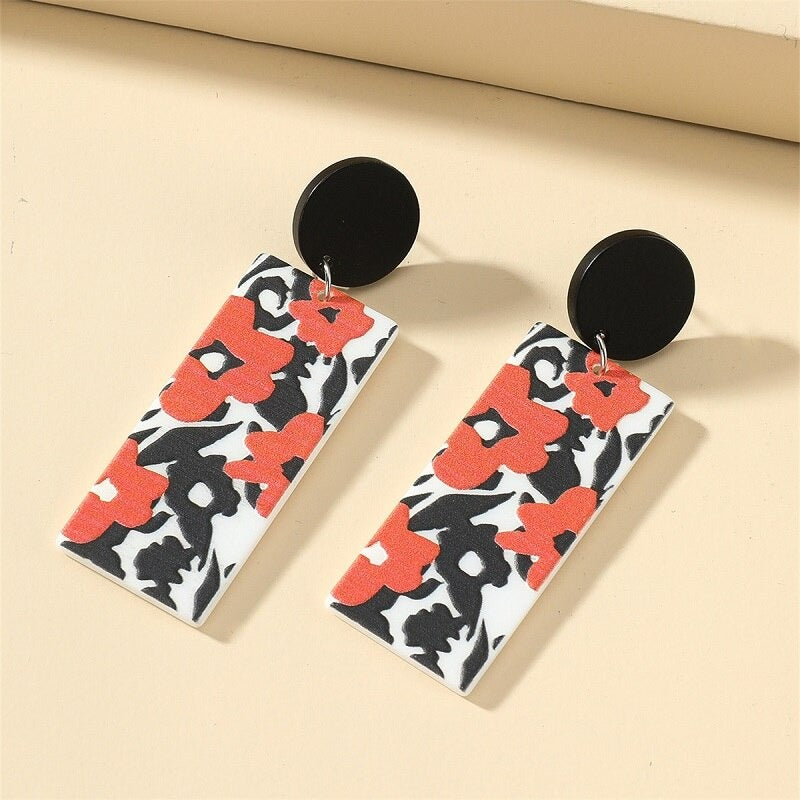 Lustige und helle, von der Natur inspirierte Sommer-Retro-Blumen-Acryl-Ohrringe
