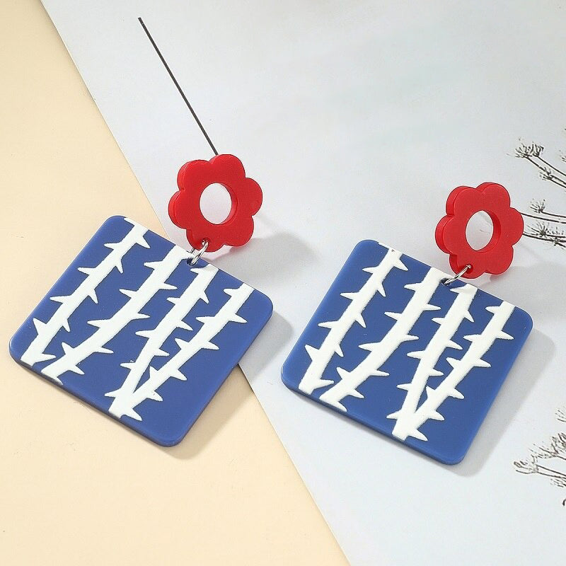 Lustige und helle, von der Natur inspirierte Sommer-Retro-Blumen-Acryl-Ohrringe