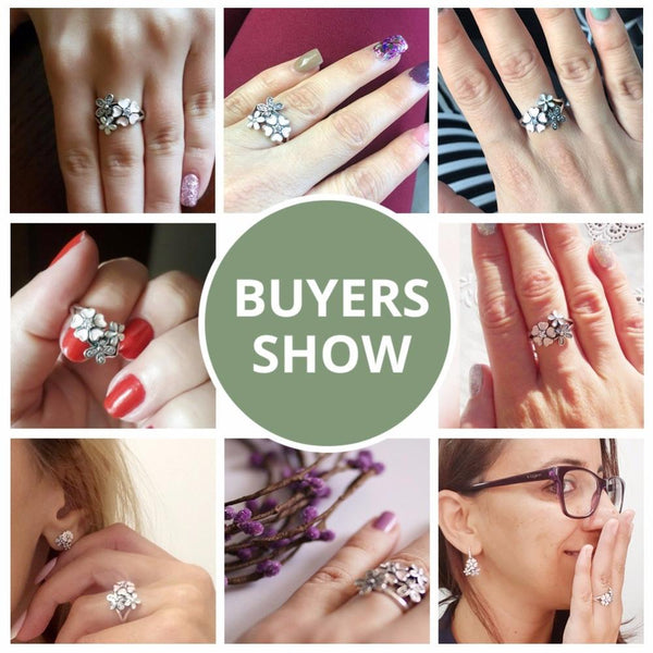 Lustiger und eleganter Blumenring in Rosa und Silber