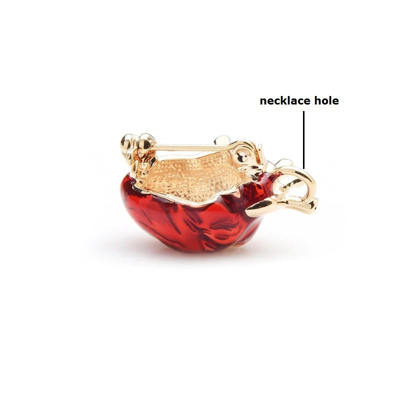 Lustige und einzigartige Broschennadeln in Herzform aus rotem Emaille