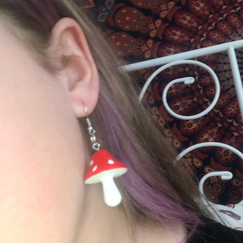 Funky Mehrfarbige Pilz Ohrhänger