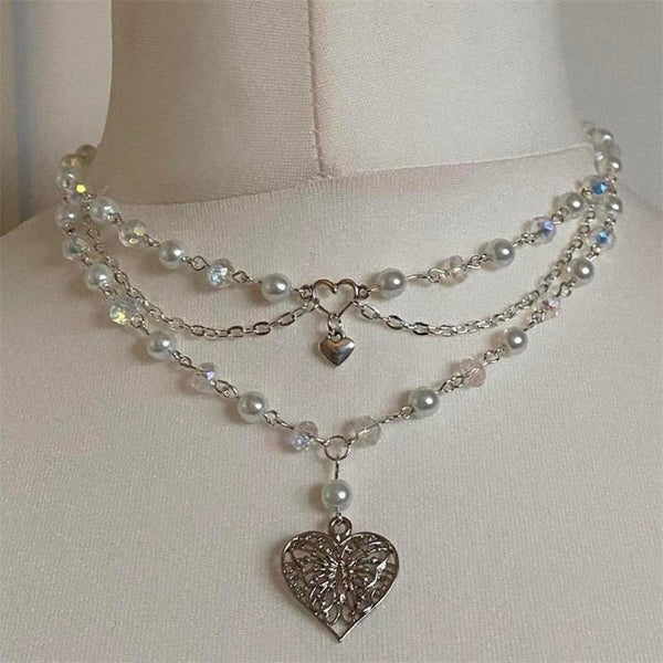 Gotische und romantische mehrlagige Chocker-Halsketten
